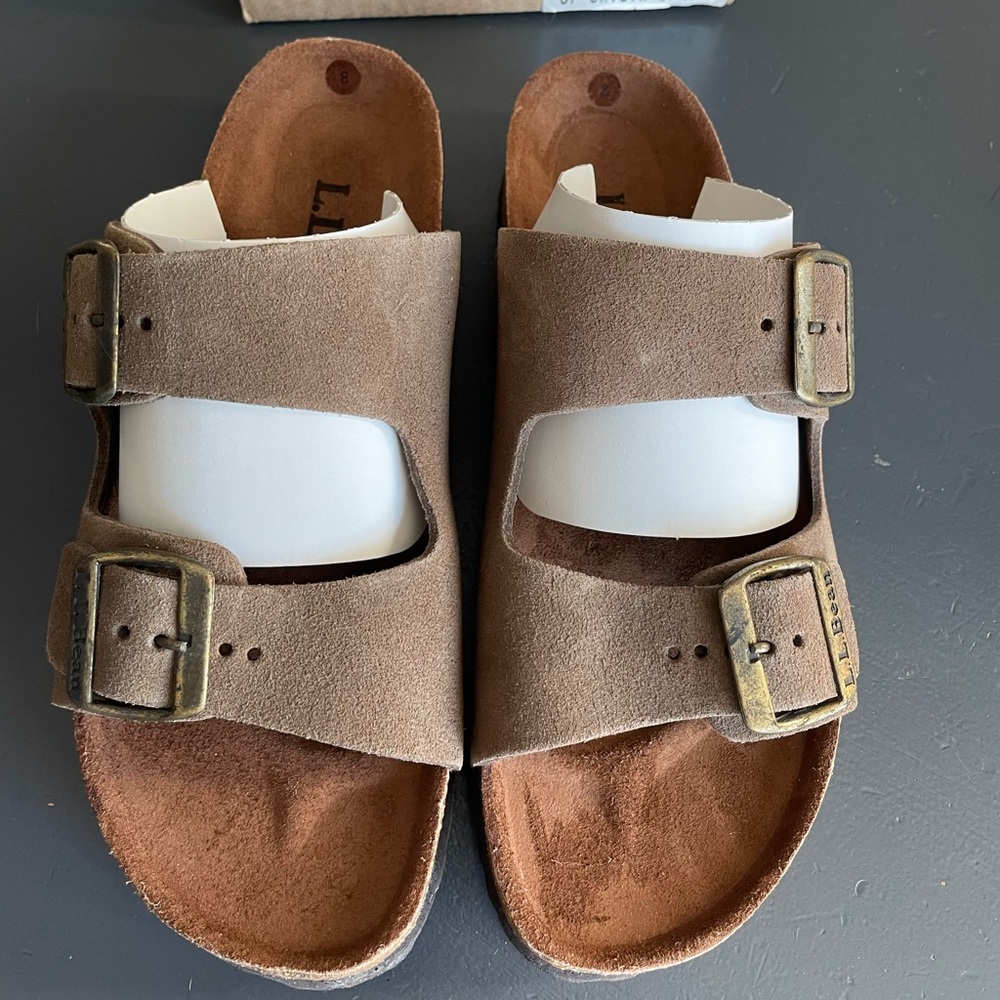 Vintage L.L. Bean Women's Birkenstock Arizona Sandals, Suede, Classic Footbed.